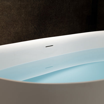 WOODBRIDGE 67" B0048-2.0 | Contemporary Freestanding Solid Surface Stone Resin Bathtub | Matte White Luxury Soaking Tub