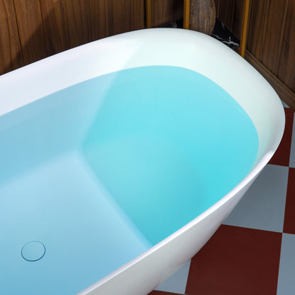 WOODBRIDGE 67" B0048-2.0 | Contemporary Freestanding Solid Surface Stone Resin Bathtub | Matte White Luxury Soaking Tub