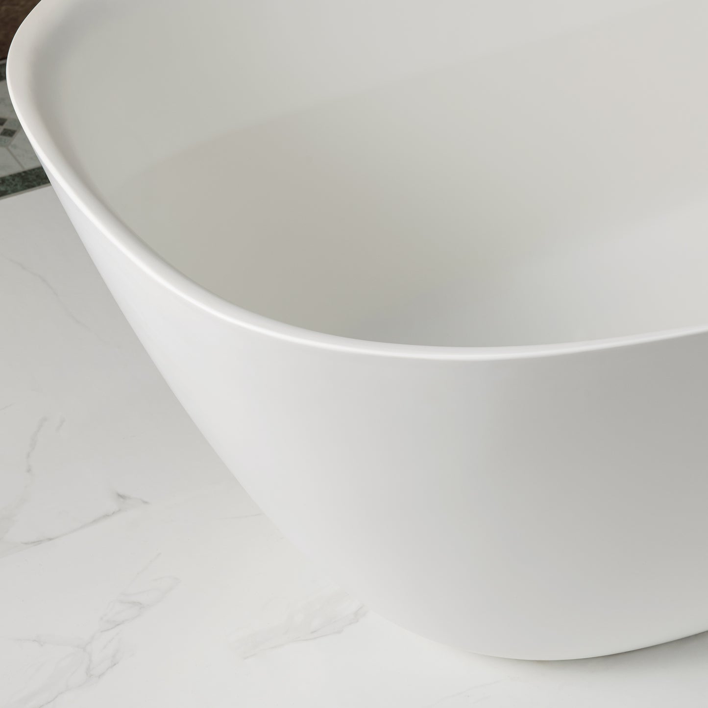 WOODBRIDGE 67" B0048-2.0 | Contemporary Freestanding Solid Surface Stone Resin Bathtub | Matte White Luxury Soaking Tub