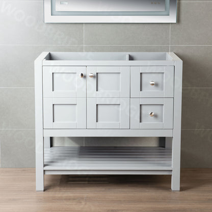 WOODBRIDGE Sydney 36" Sydney-3621R-WH-C | Solid Wood Bathroom Vanity | Cabinet Only, White Finish, Single Sink Vanity Base
