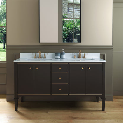 WOODBRIDGE Roma 61" Roma-6021D-Espresso | Solid Wood Bathroom Vanity | Cabinet Only, Double Sink Ready, Espresso Finish