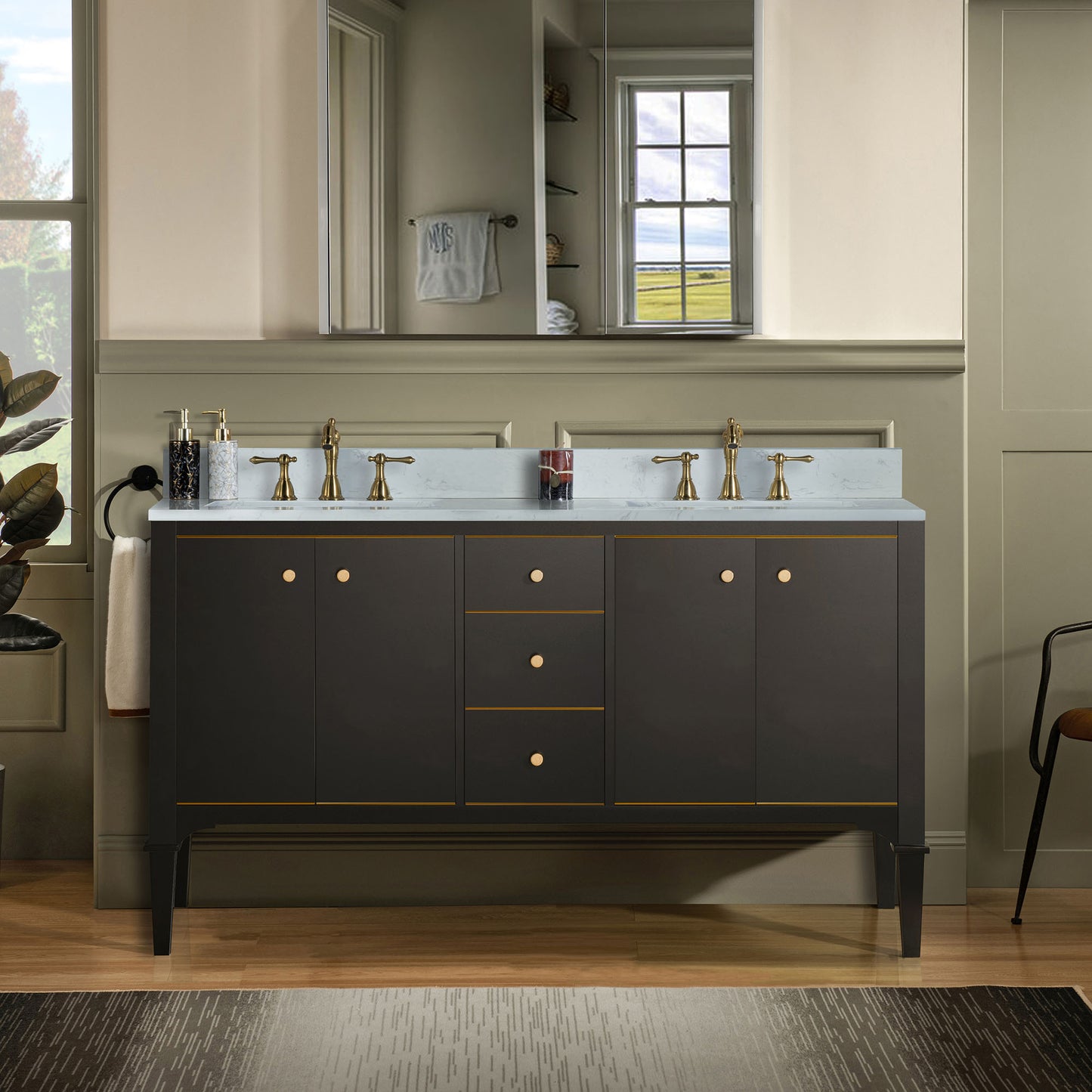 WOODBRIDGE Roma 61" Roma-6021D-Espresso | Solid Wood Bathroom Vanity | Cabinet Only, Double Sink Ready, Espresso Finish