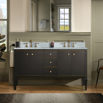 WOODBRIDGE Roma 61" Roma-6021D-Espresso | Solid Wood Bathroom Vanity | Cabinet Only, Double Sink Ready, Espresso Finish