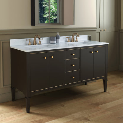 WOODBRIDGE Roma 61" Roma-6021D-Espresso | Solid Wood Bathroom Vanity | Cabinet Only, Double Sink Ready, Espresso Finish