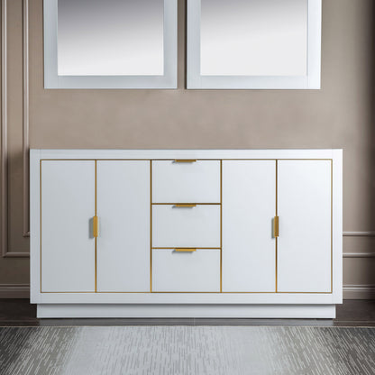 WOODBRIDGE Venice 60" Venice-6021D-White-C | Solid Wood Bathroom Vanity | Side Cabinet Only, White Finish, Double Vanity Storage Cabinet