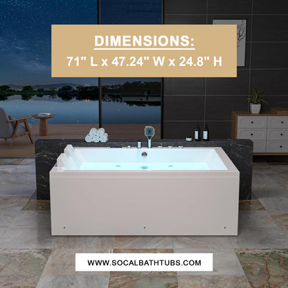 Empava 71" 2-Person Alcove Whirlpool Tub | EMPV-71PRO04