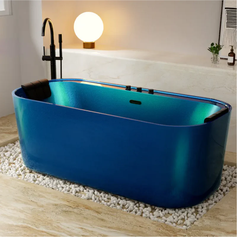 Empava EMPV-67DM01 | 67-Inch Acrylic Freestanding Whirlpool Bathtub with Center Drain