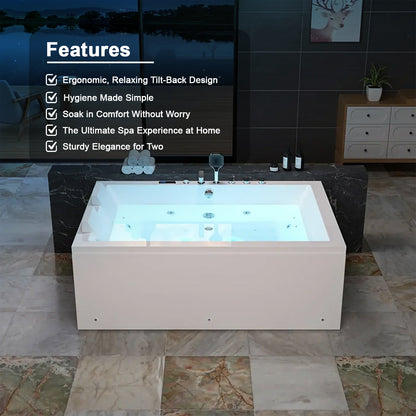 Empava 71" 2-Person Alcove Whirlpool Tub | EMPV-71PRO04