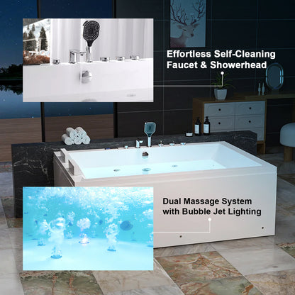 Empava 71" 2-Person Alcove Whirlpool Tub | EMPV-71PRO04