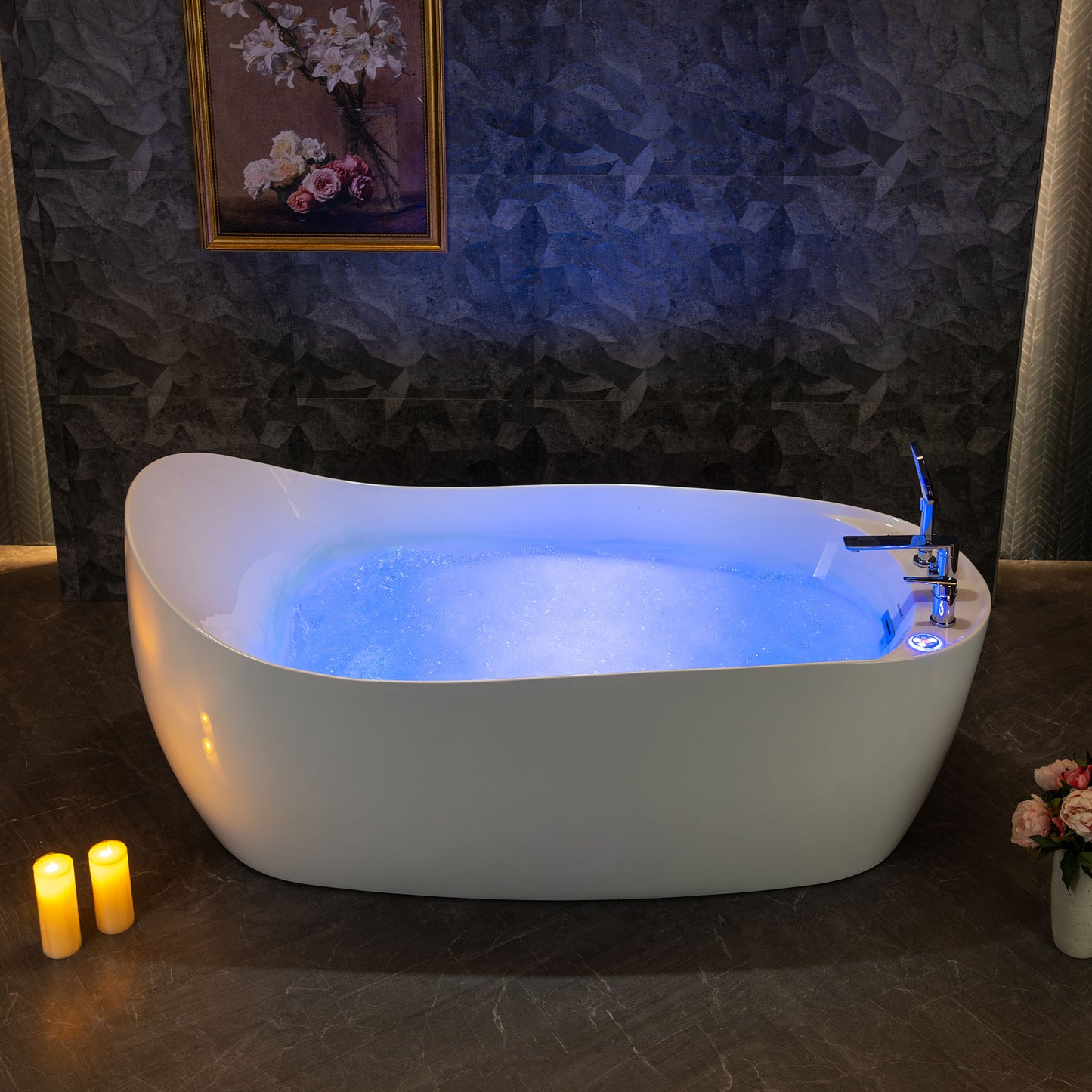 Woodbridge BJ700+F0042CH | 71" Adjustable Hydrotherapy Bathtub | Heated, Dual Jet & Faucet