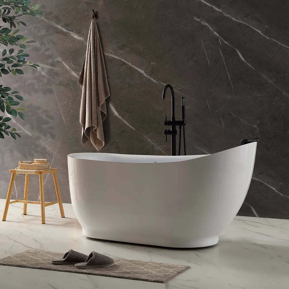 Empava EMPV-59AIS36-BN | 59" RIght Drain Single Slipper Whirlpool Tub in Brushed Nickel