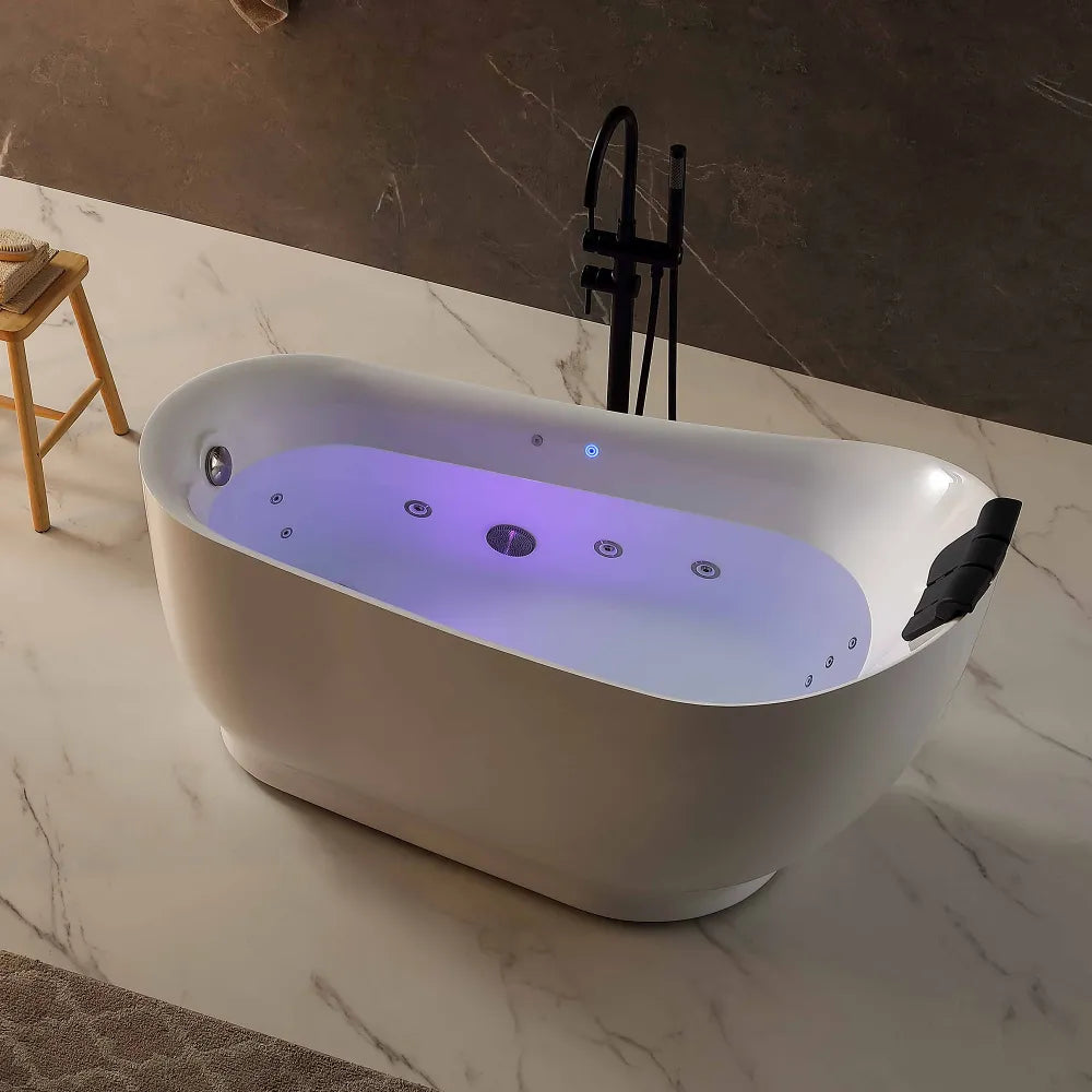 Empava EMPV-59AIS36-BN | 59" RIght Drain Single Slipper Whirlpool Tub in Brushed Nickel