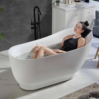 Empava EMPV-59AIS36-BN | 59" RIght Drain Single Slipper Whirlpool Tub in Brushed Nickel