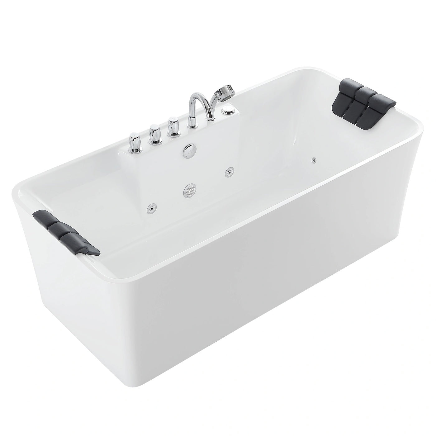 Empava 59" Freestanding Rectangular Whirlpool Tub | 8 Hydro-Massage Jets | EMPV-59AIS15