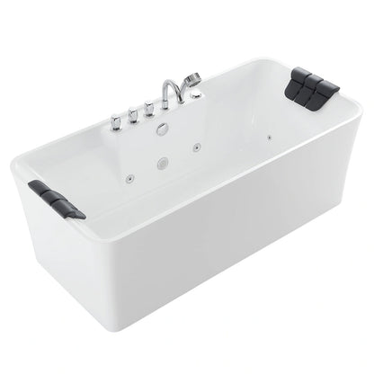 Empava 59" Freestanding Rectangular Whirlpool Tub | 8 Hydro-Massage Jets | EMPV-59AIS15