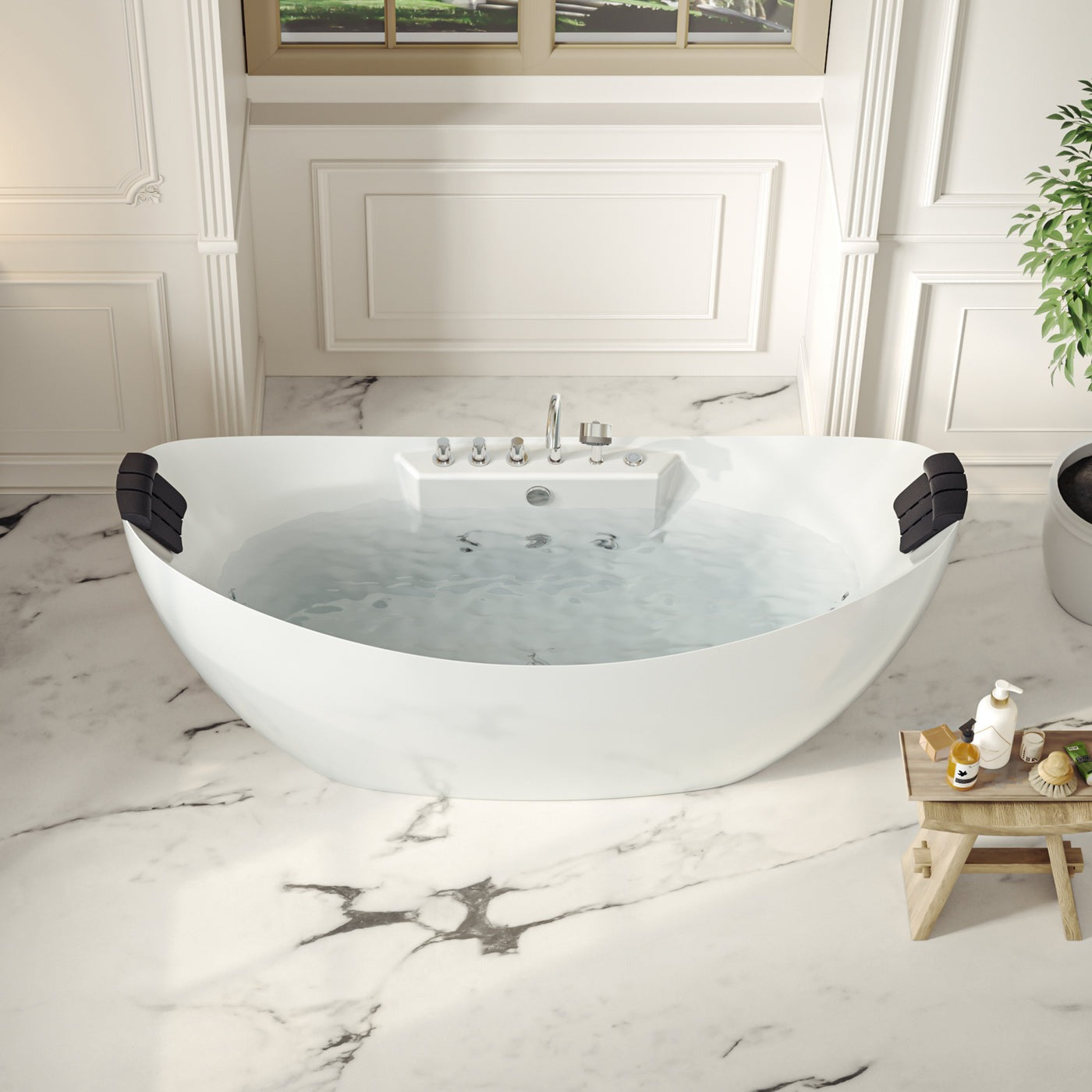 Empava 59" Freestanding Whirlpool Bathtub | 8 Hydro-Massage Jets | EMPV-59AIS11