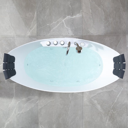 Empava 59" Freestanding Whirlpool Bathtub | 8 Hydro-Massage Jets | EMPV-59AIS11