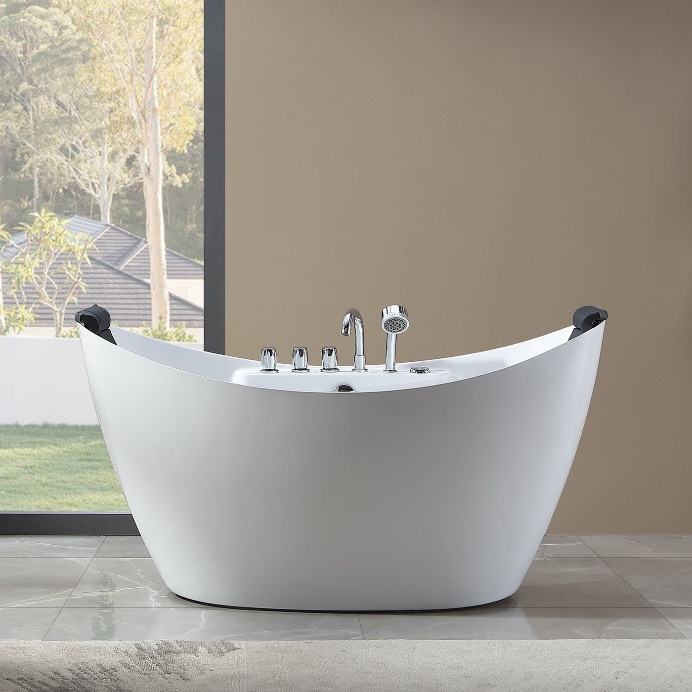 Empava 59" Freestanding Whirlpool Bathtub | 8 Hydro-Massage Jets | EMPV-59AIS11