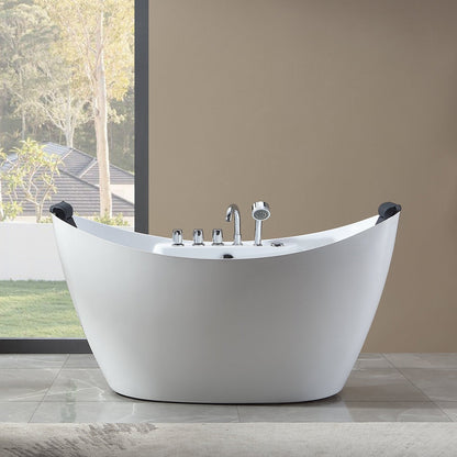 Empava 59" Freestanding Whirlpool Bathtub | 8 Hydro-Massage Jets | EMPV-59AIS11