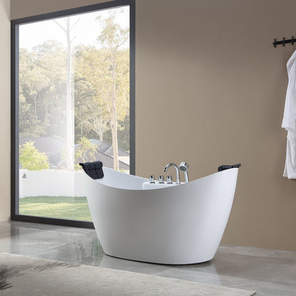 Empava 59" Freestanding Whirlpool Bathtub | 8 Hydro-Massage Jets | EMPV-59AIS11