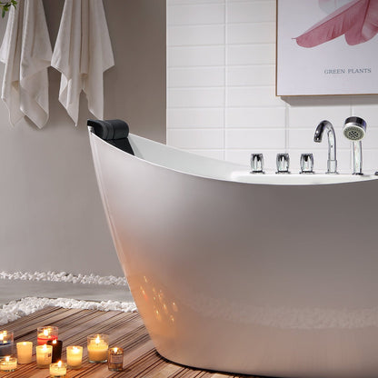 Empava 59" Freestanding Whirlpool Bathtub | 8 Hydro-Massage Jets | EMPV-59AIS11