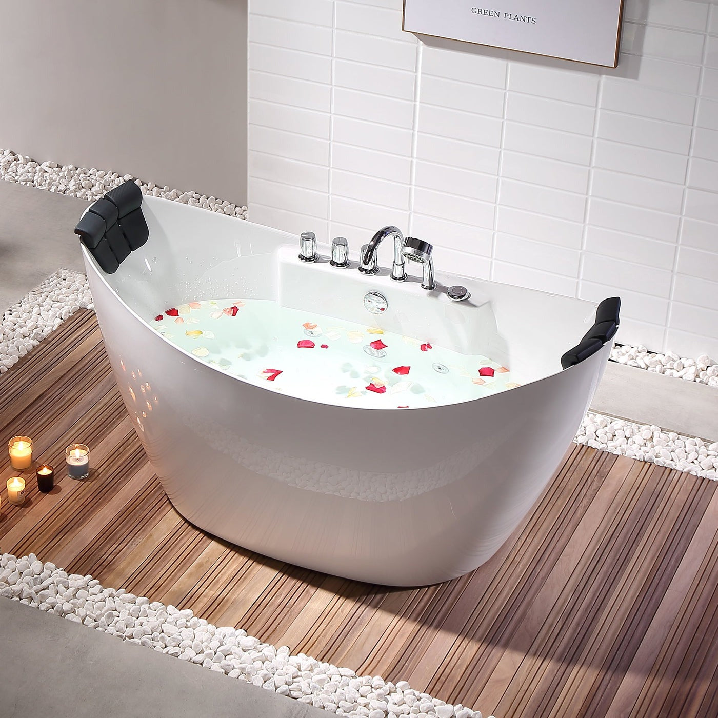 Empava 59" Freestanding Whirlpool Bathtub | 8 Hydro-Massage Jets | EMPV-59AIS11