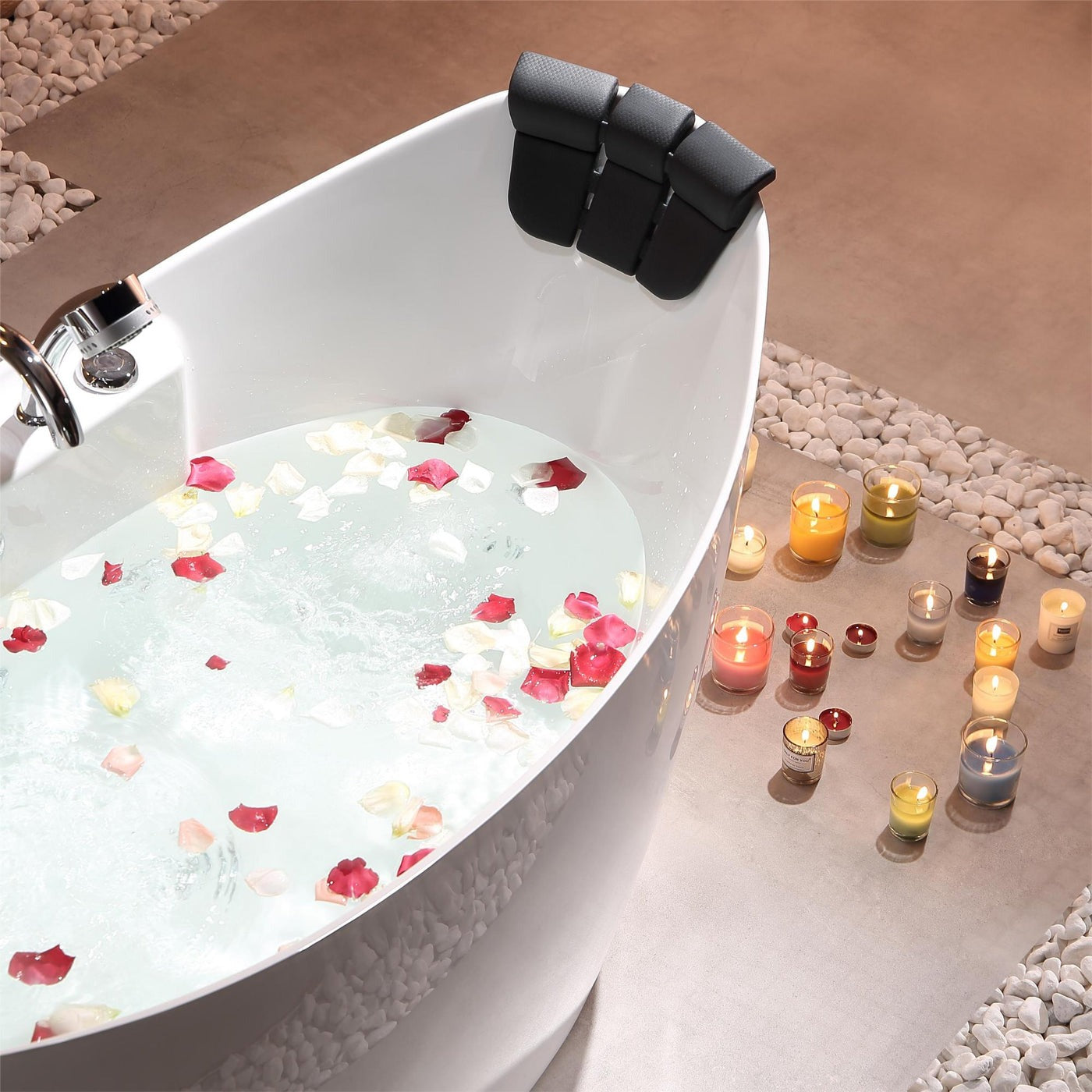 Empava 59" Freestanding Whirlpool Bathtub | 8 Hydro-Massage Jets | EMPV-59AIS11