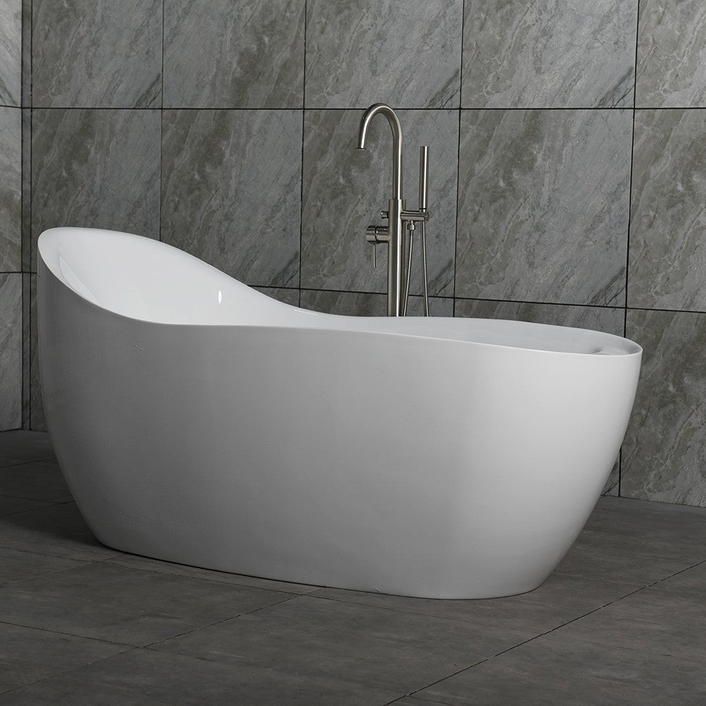 WOODBRIDGE B0033 67" Deluxe Air Bubble Free Standing Single-Slipper Bathtub