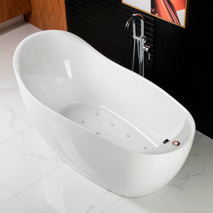 Woodbridge B0033 | 67" Air Bubble Single-Slipper Tub With Deluxe Freestanding Design