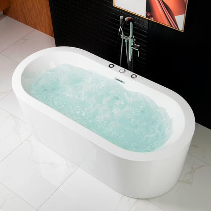 Woodbridge B0030 | 67" Dual Massage Freestanding Tub With Whirlpool & Air Bubble Jet