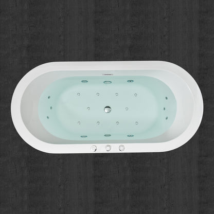 Woodbridge B0030 | 67" Dual Massage Freestanding Tub With Whirlpool & Air Bubble Jet