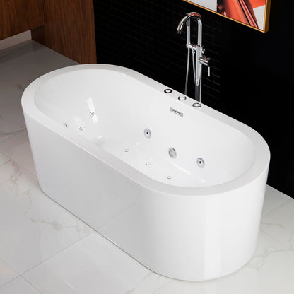 Woodbridge B0030 | 67" Dual Massage Freestanding Tub With Whirlpool & Air Bubble Jet