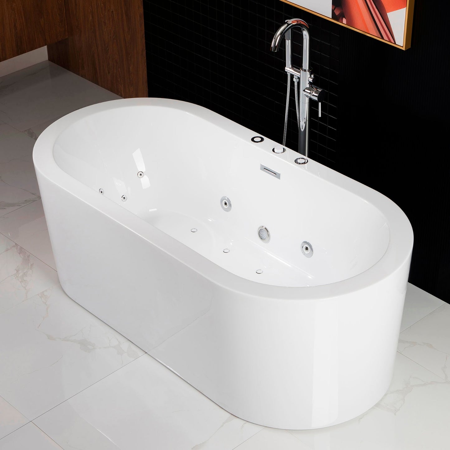 WOODBRIDGE B0030 67" x 32" Whirlpool Water Jetted + Air Bubble Freestanding Bathtub
