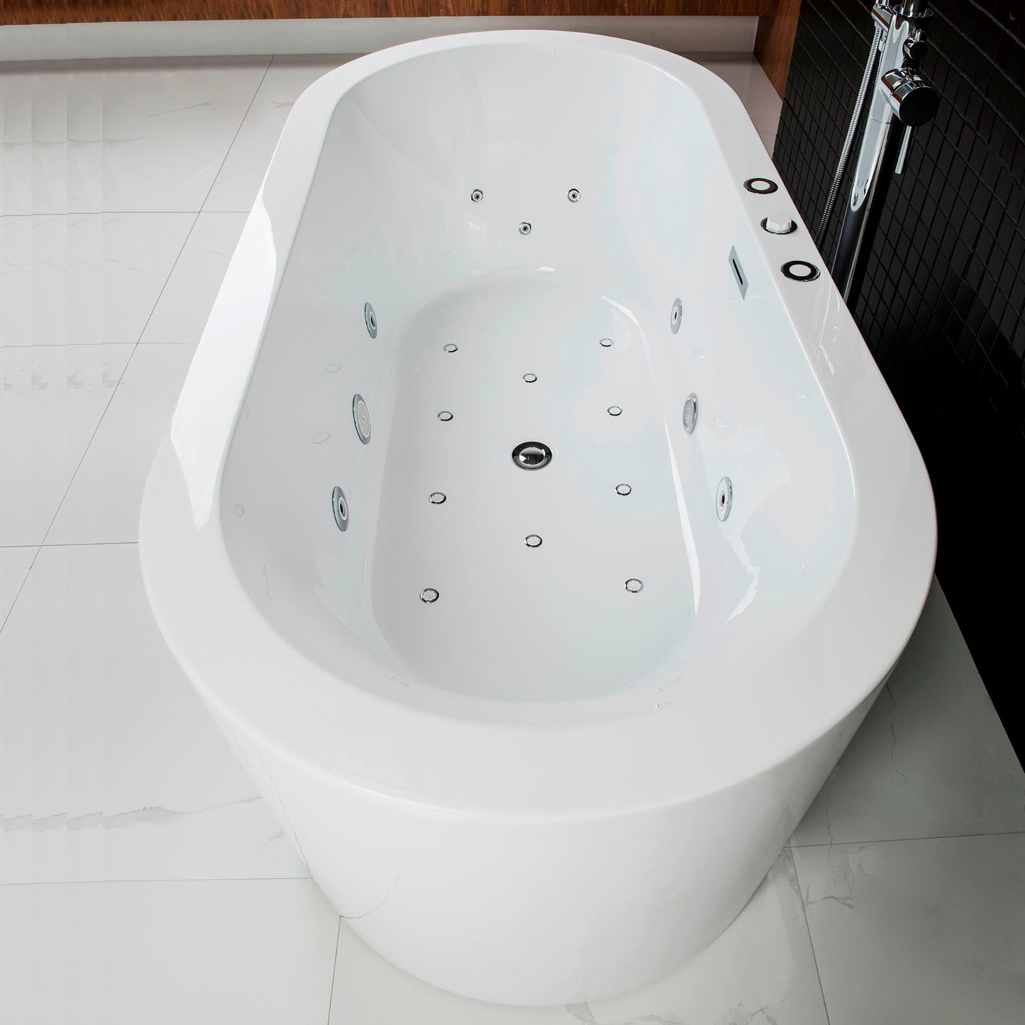 WOODBRIDGE B0030 67" x 32" Whirlpool Water Jetted + Air Bubble Freestanding Bathtub