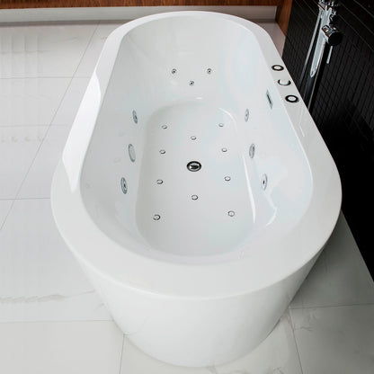 Woodbridge B0030 | 67" Dual Massage Freestanding Tub With Whirlpool & Air Bubble Jet