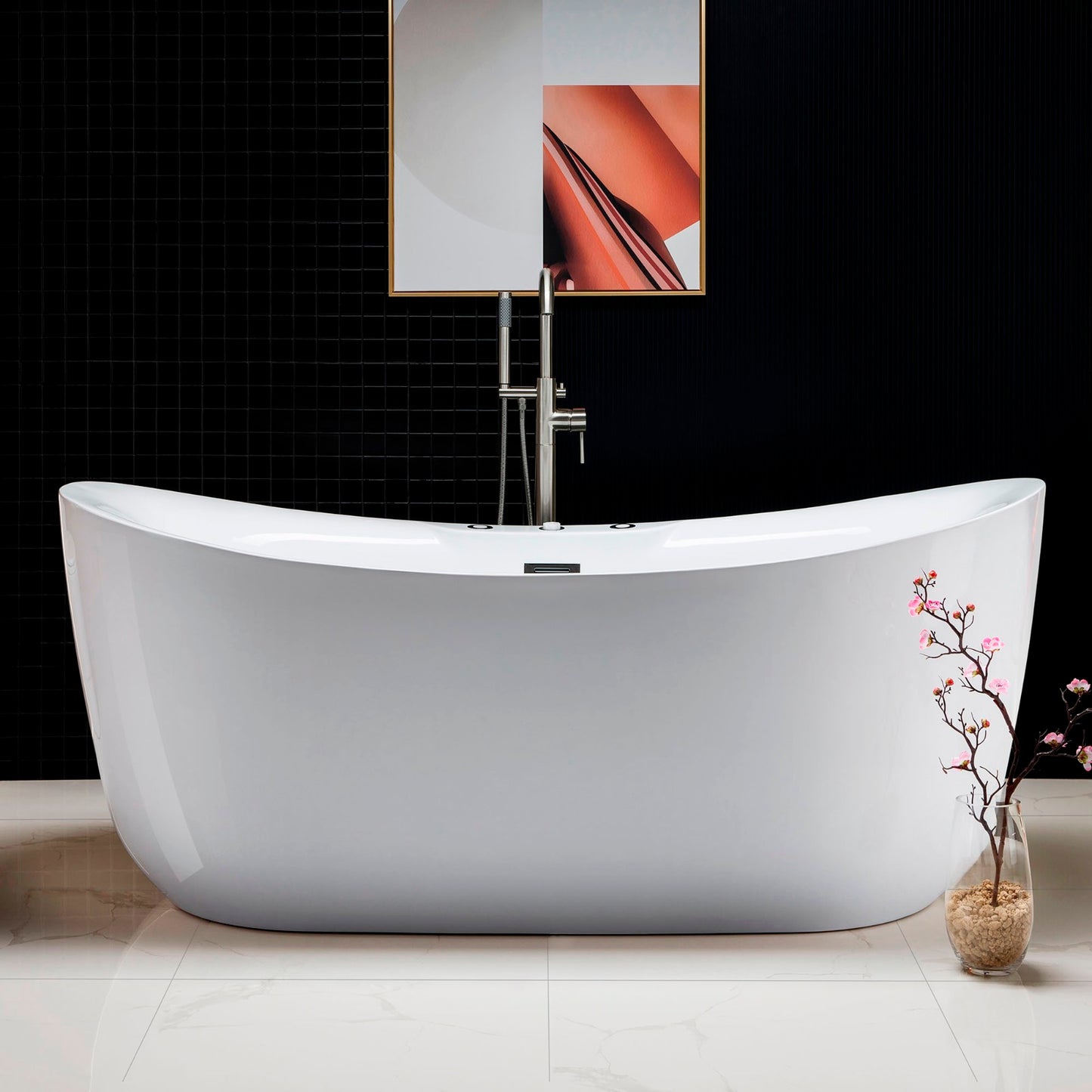 WOODBRIDGE 71" B0034 Whirlpool Water Jetted + Air Bubble Combo Freestanding Bathtub