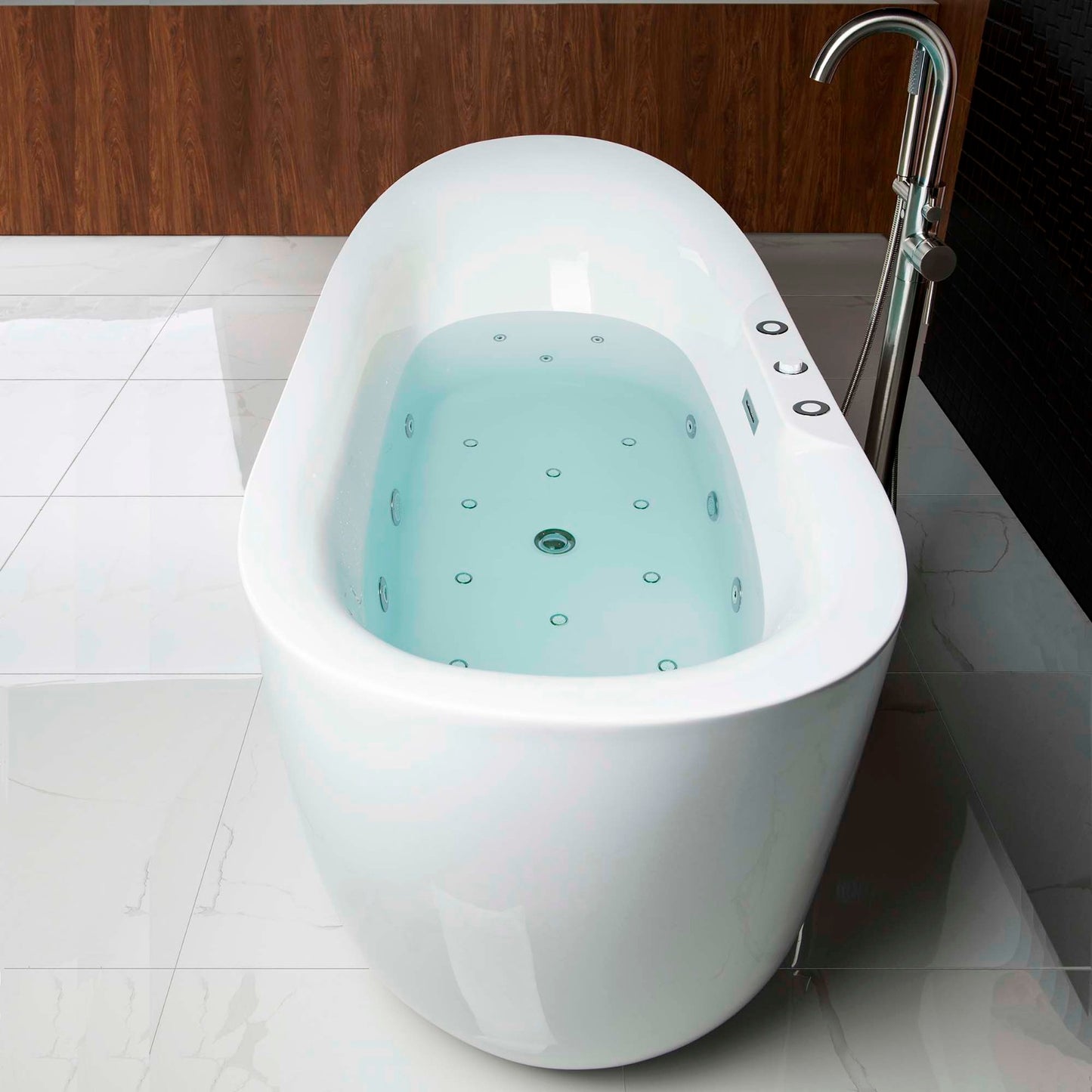 WOODBRIDGE 71" B0034 Whirlpool Water Jetted + Air Bubble Combo Freestanding Bathtub