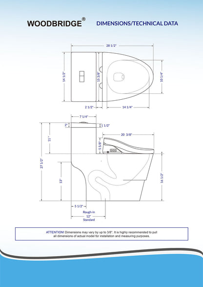 WOODBRIDGE T-0008 | Luxury Smart Bidet Toilet | with Heated Seat, Air Dryer & Temperature-Controlled Wash