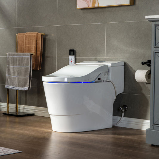 WOODBRIDGE T-0737 | Luxury One-Piece Smart Bidet Toilet | with Heated Seat, Temperature-Controlled Wash & Air Dryer, White