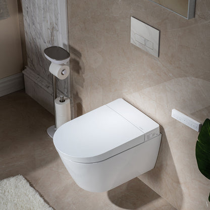 WOODBRIDGE LT611_SWHT611_FP611-WH | Modern Wall-Hung Smart Bidet Toilet | with Heated Seat, Dryer & Concealed Tank