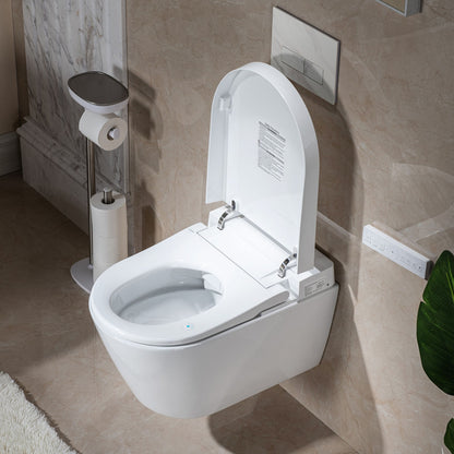 WOODBRIDGE LT611_SWHT611_FP611-WH | Modern Wall-Hung Smart Bidet Toilet | with Heated Seat, Dryer & Concealed Tank