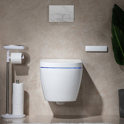 WOODBRIDGE LT611_SWHT611_FP611-WH | Modern Wall-Hung Smart Bidet Toilet | with Heated Seat, Dryer & Concealed Tank