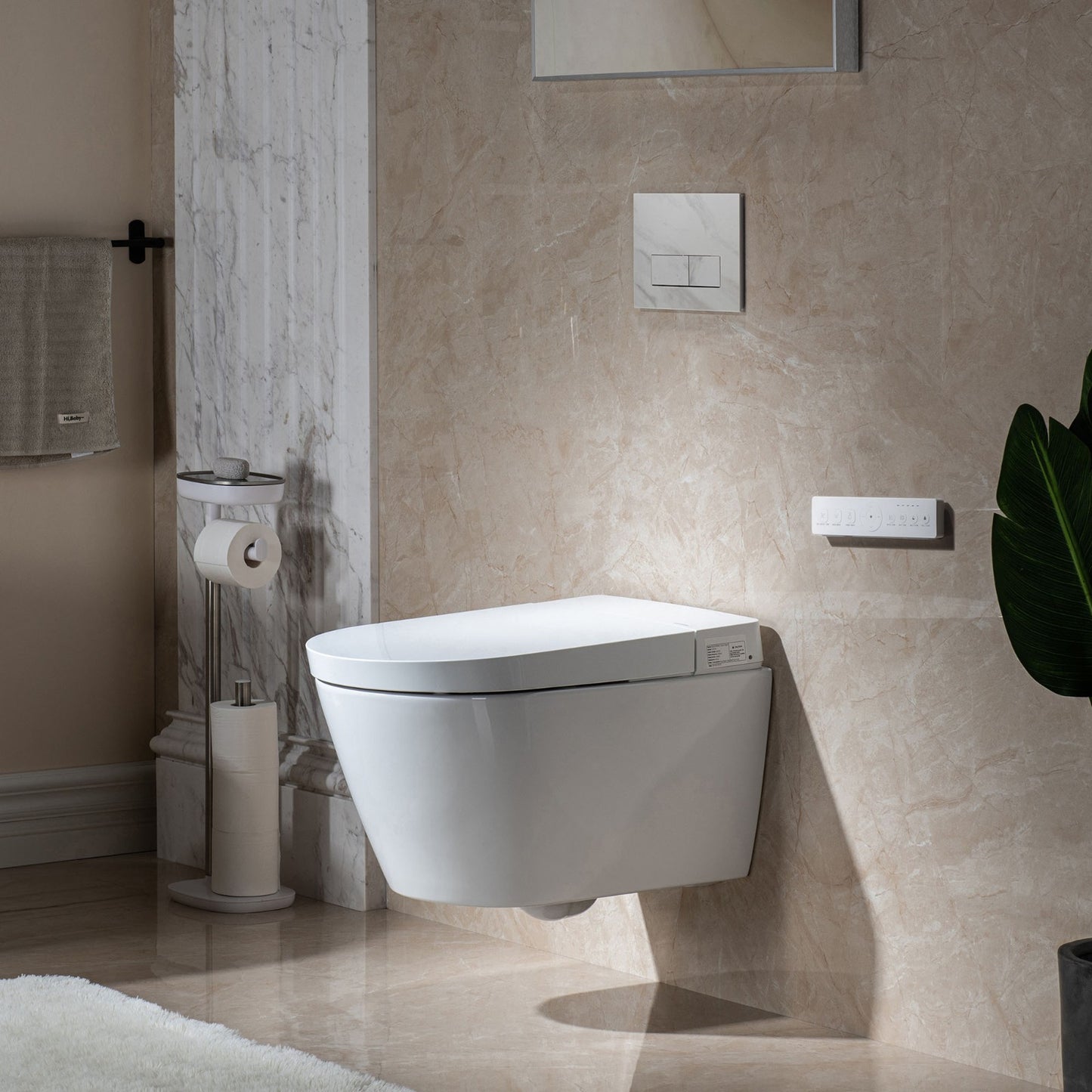 WOODBRIDGE LT611_SWHT611_FP611-WH | Modern Wall-Hung Smart Bidet Toilet | with Heated Seat, Dryer & Concealed Tank