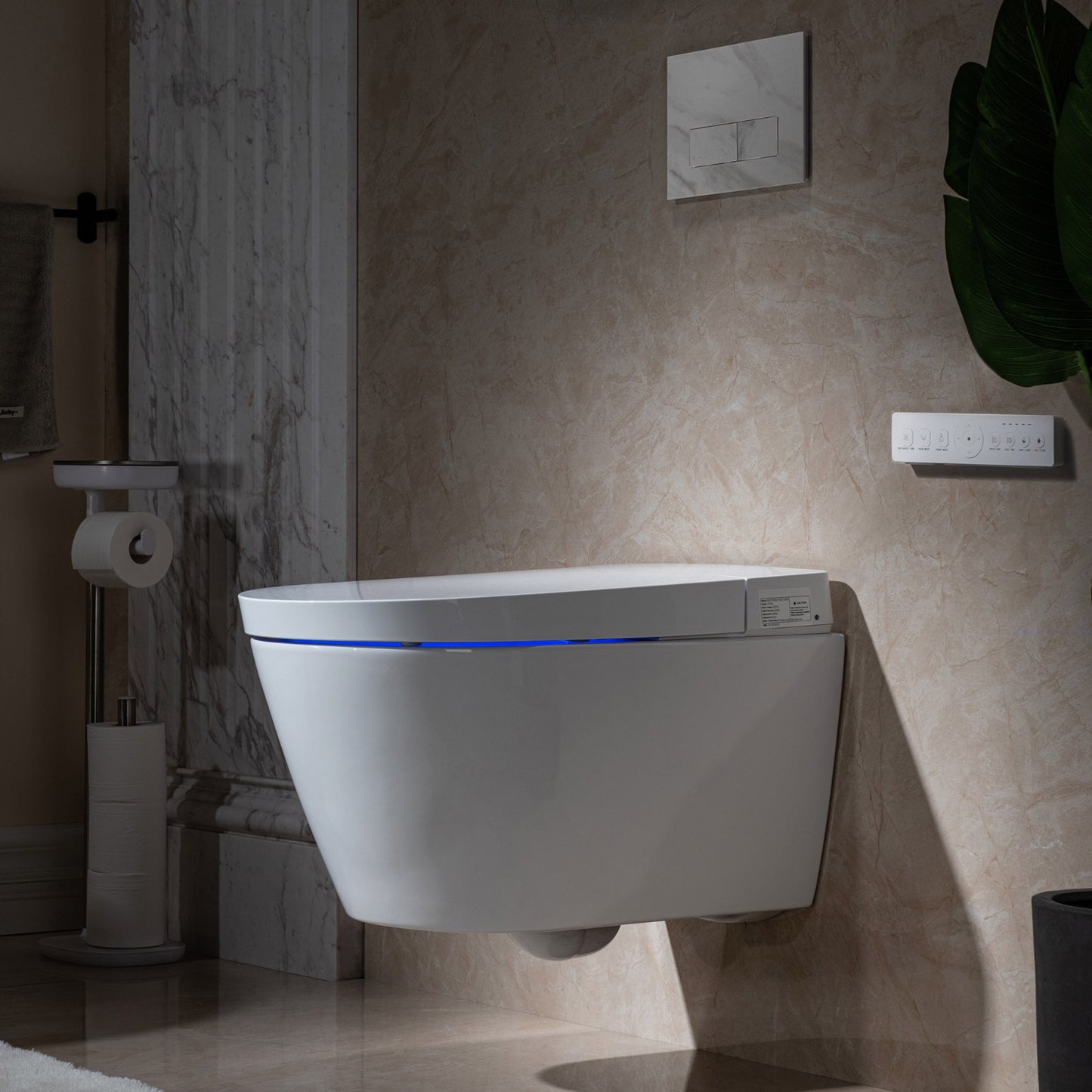 WOODBRIDGE LT611_SWHT611_FP611-WH | Modern Wall-Hung Smart Bidet Toilet | with Heated Seat, Dryer & Concealed Tank