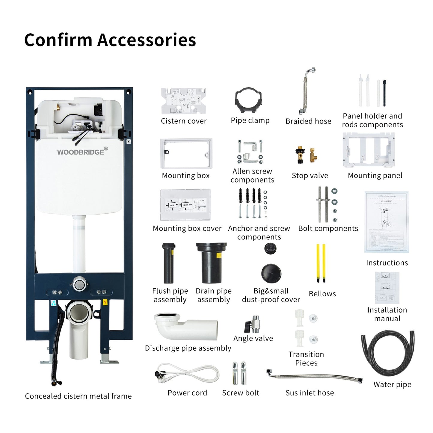 WOODBRIDGE LT611_SWHT611_FP611-WH | Modern Wall-Hung Smart Bidet Toilet | with Heated Seat, Dryer & Concealed Tank