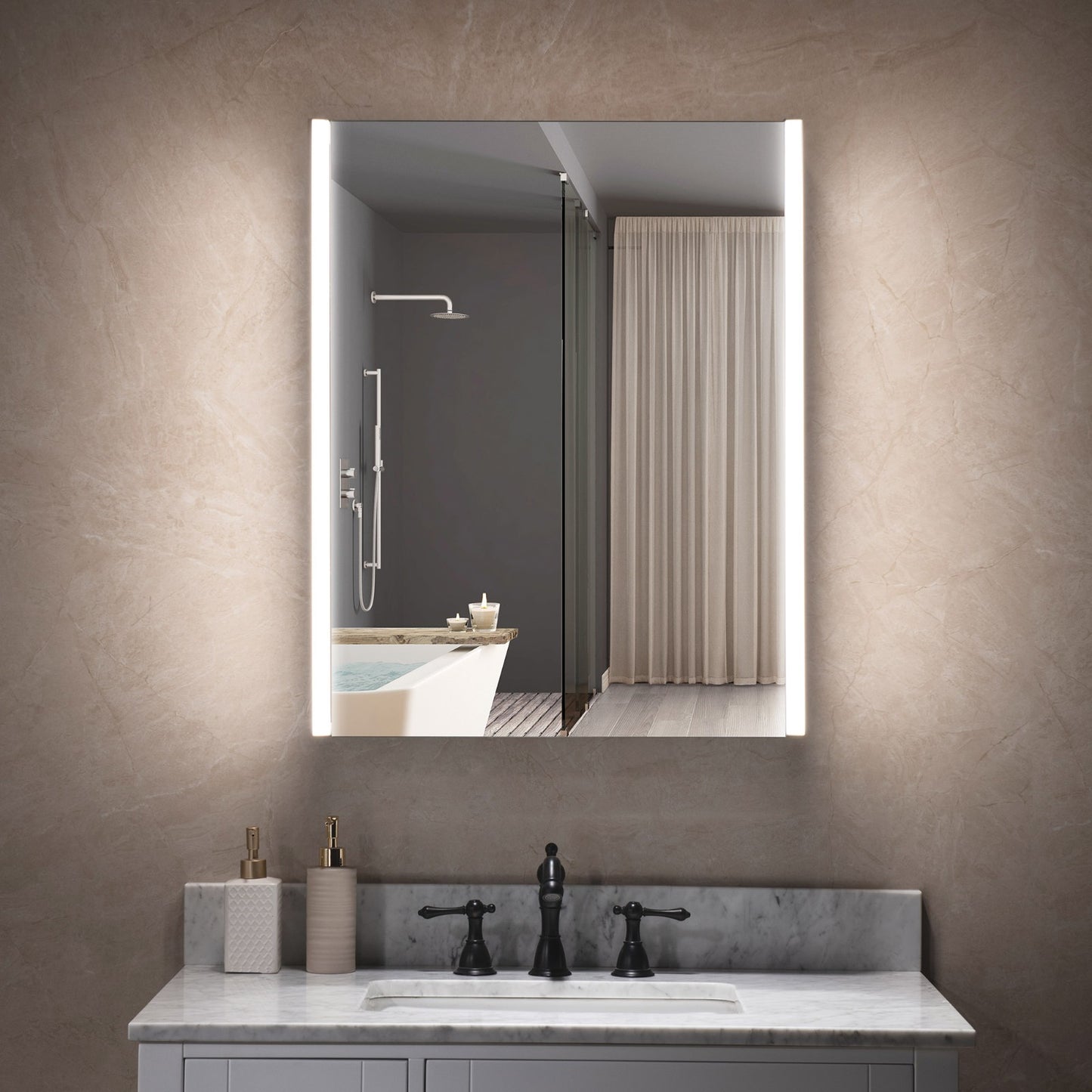 WOODBRIDGE MCL2430 | Frameless Surface Mount Medicine Cabinet | with Mirror Defogger & Soft-Close Door