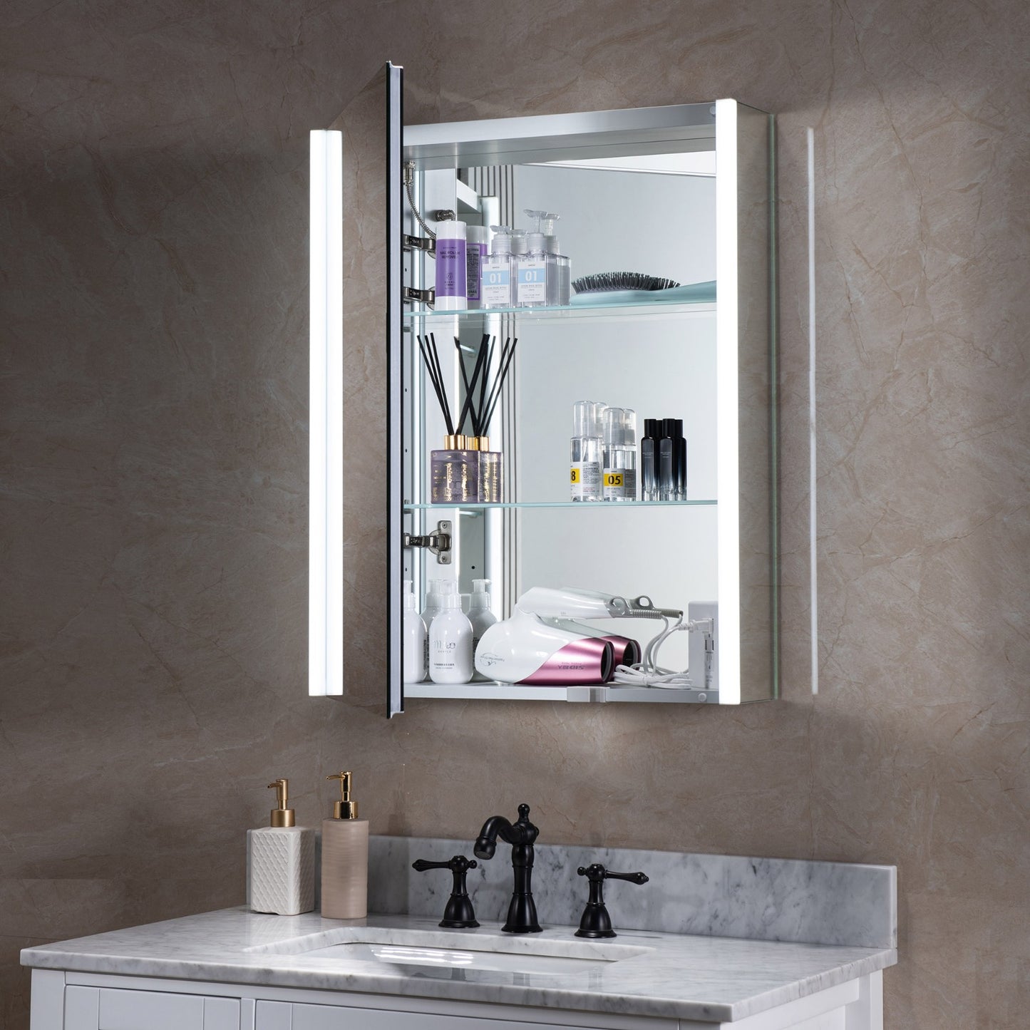 WOODBRIDGE MCL2430 | Frameless Surface Mount Medicine Cabinet | with Mirror Defogger & Soft-Close Door