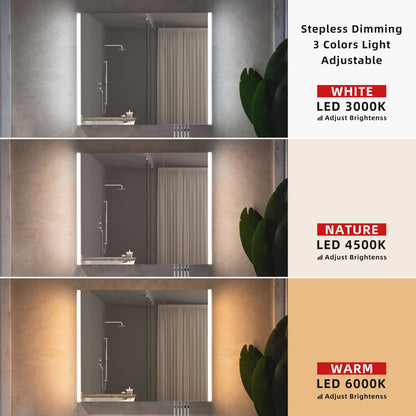 WOODBRIDGE MCL3630 | Frameless Surface Mount Medicine Cabinet | with Mirror Defogger, LED Lighting & Soft-Close Double Doors