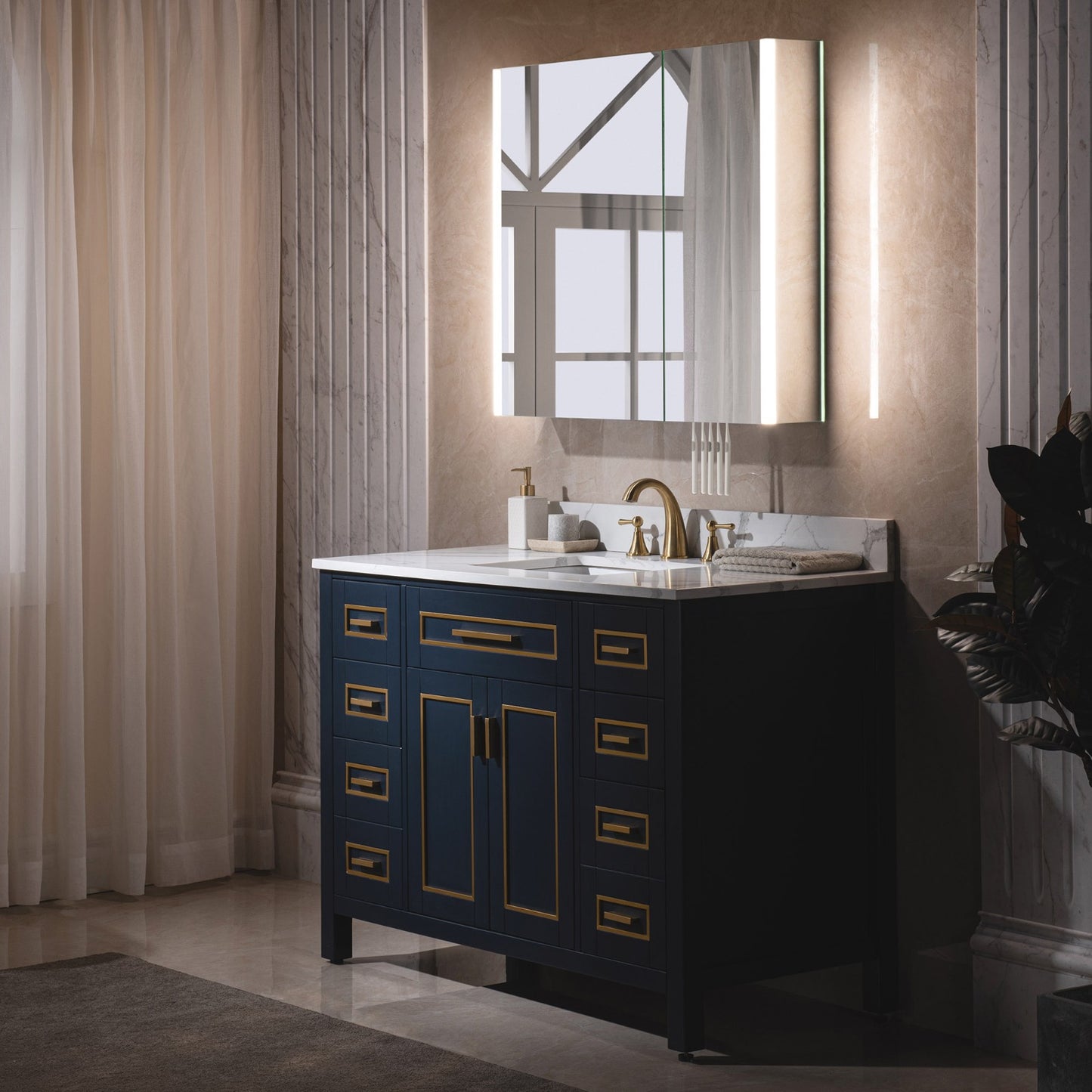 WOODBRIDGE MCL3630 | Frameless Surface Mount Medicine Cabinet | with Mirror Defogger, LED Lighting & Soft-Close Double Doors