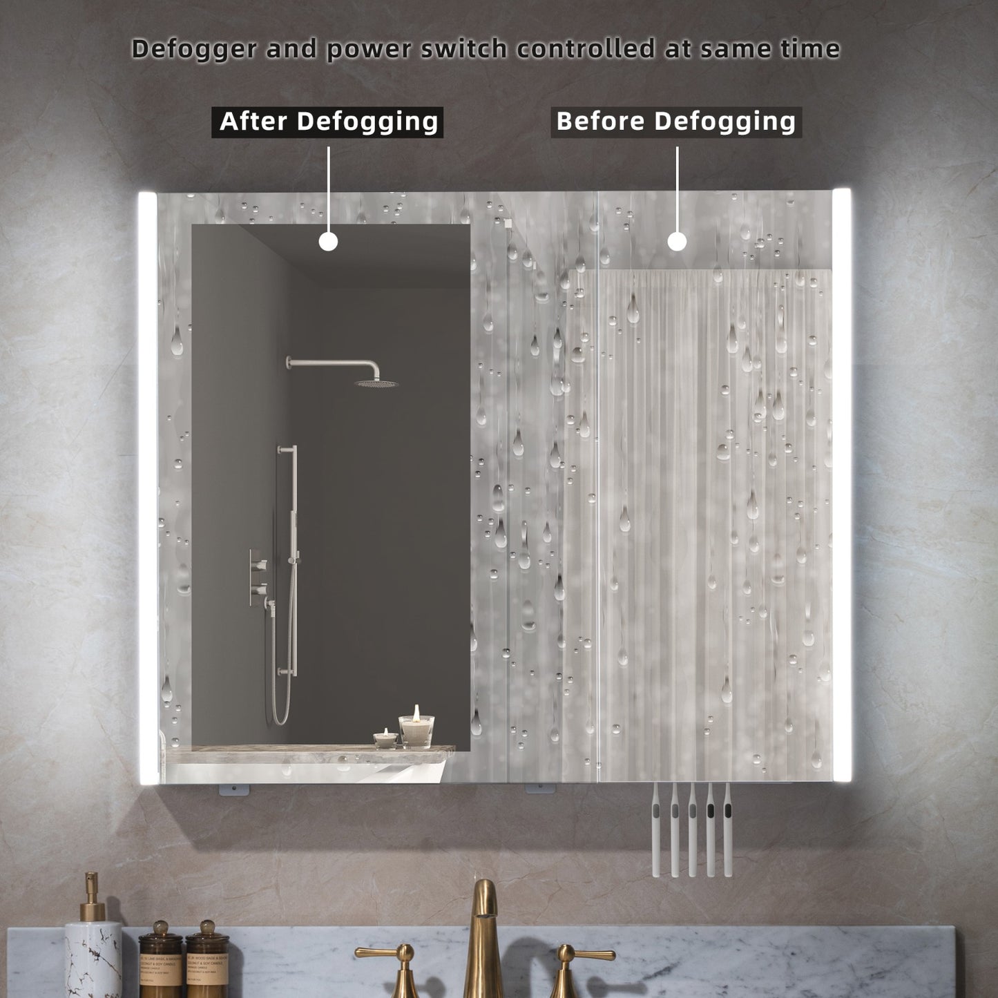 WOODBRIDGE MCL3630 | Frameless Surface Mount Medicine Cabinet | with Mirror Defogger, LED Lighting & Soft-Close Double Doors